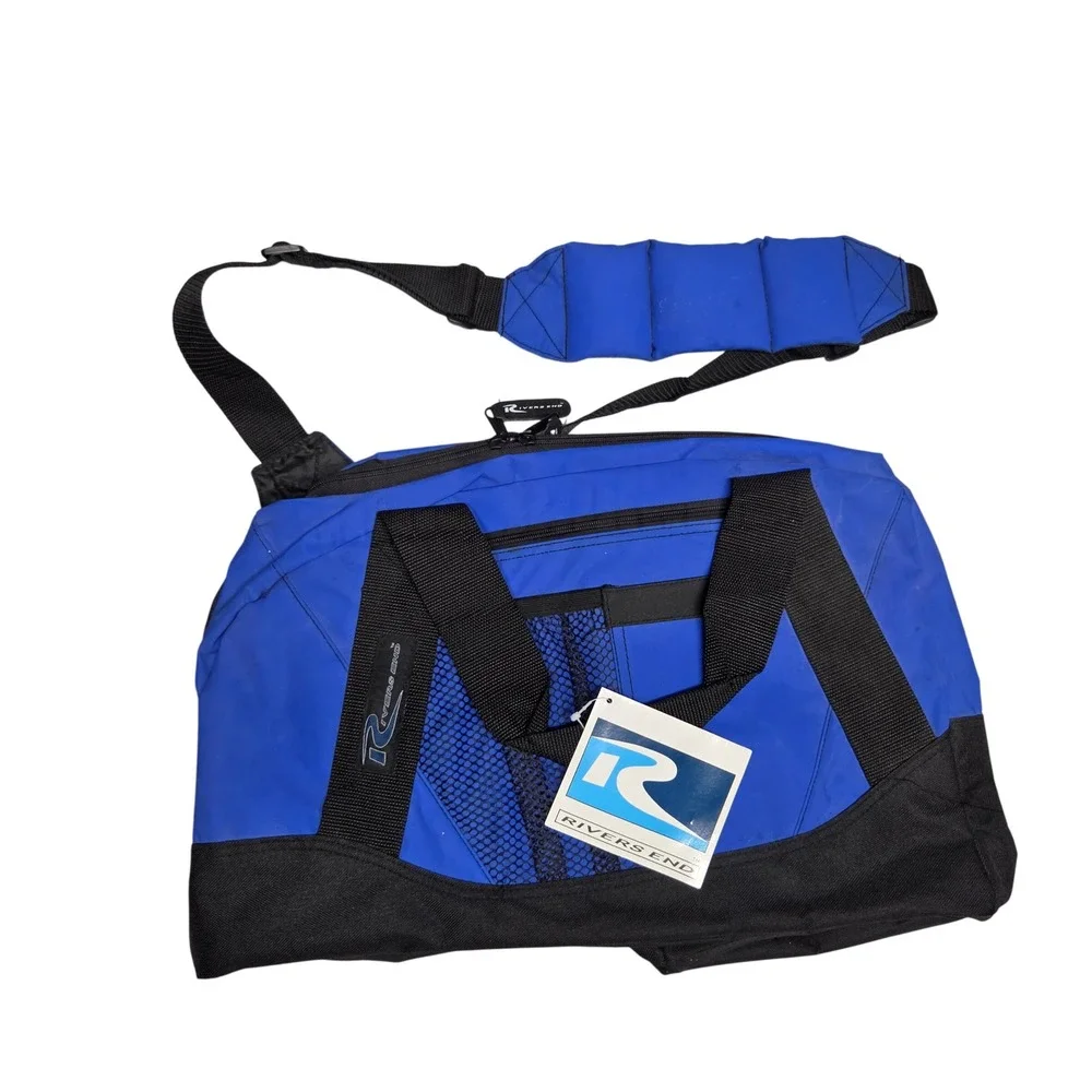 Rivers End Sports Duffel Bag Blue Black Carry On Travel Gym Bag 080-22